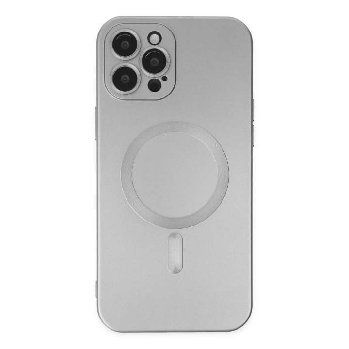 BFS  iPhone 12 Pro Max Kılıf Moshi Lens Magneticsafe Silikon - Gümüş
