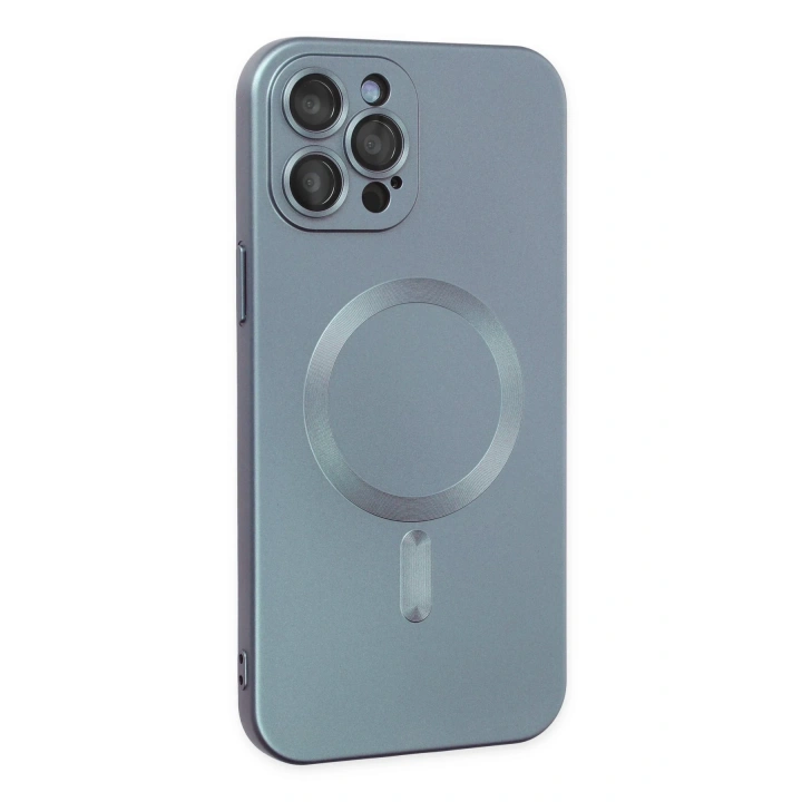 BFS  iPhone 12 Pro Max Kılıf Moshi Lens Magneticsafe Silikon - Sierra Blue
