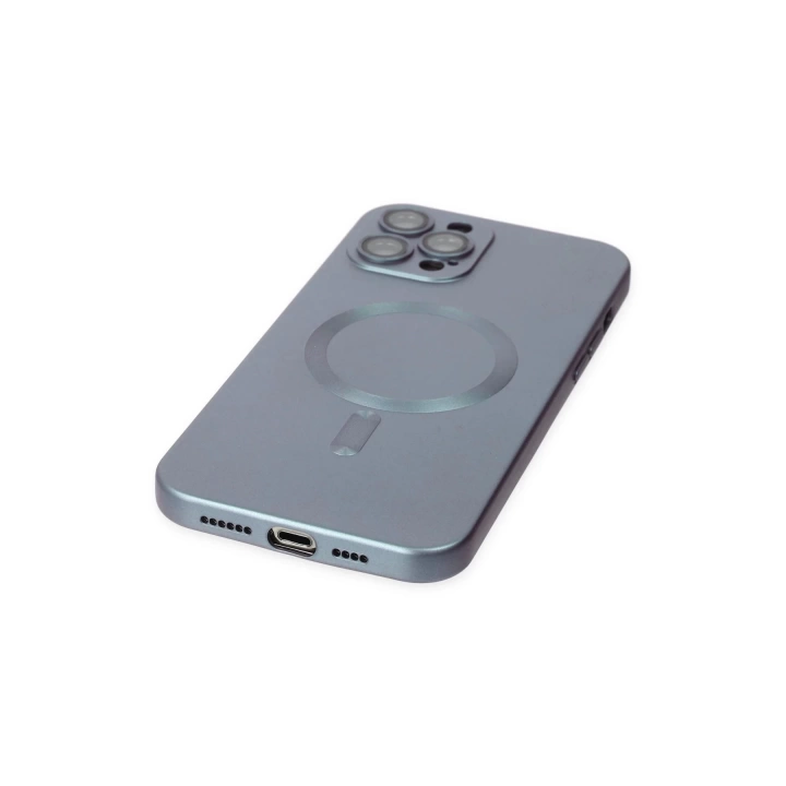 BFS  iPhone 12 Pro Max Kılıf Moshi Lens Magneticsafe Silikon - Sierra Blue