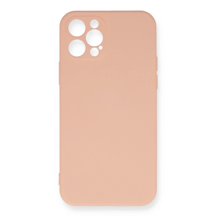 BFS  iPhone 12 Pro Max Kılıf Nano içi Kadife Silikon - Pudra