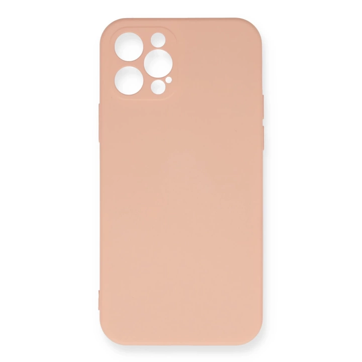 BFS  iPhone 12 Pro Max Kılıf Nano içi Kadife Silikon - Pudra