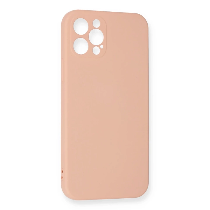 BFS  iPhone 12 Pro Max Kılıf Nano içi Kadife Silikon - Pudra
