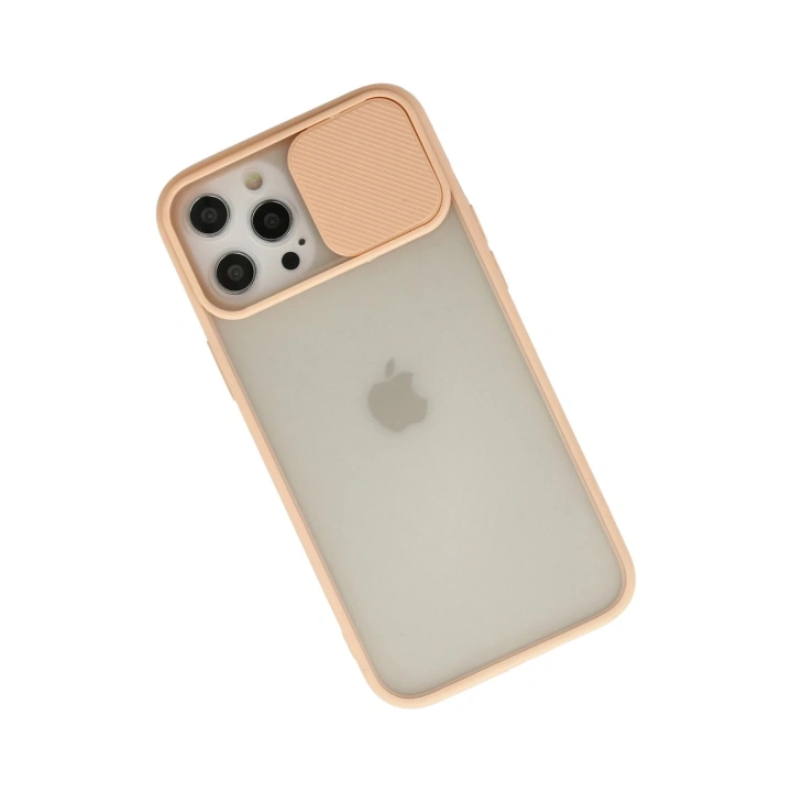 BFS  iPhone 12 Pro Max Kılıf Palm Buzlu Kamera Sürgülü Silikon - Pembe