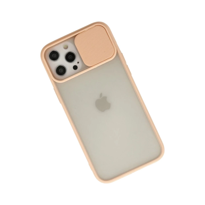 BFS  iPhone 12 Pro Max Kılıf Palm Buzlu Kamera Sürgülü Silikon - Pembe