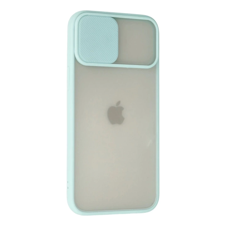 BFS  iPhone 12 Pro Max Kılıf Palm Buzlu Kamera Sürgülü Silikon - Turkuaz