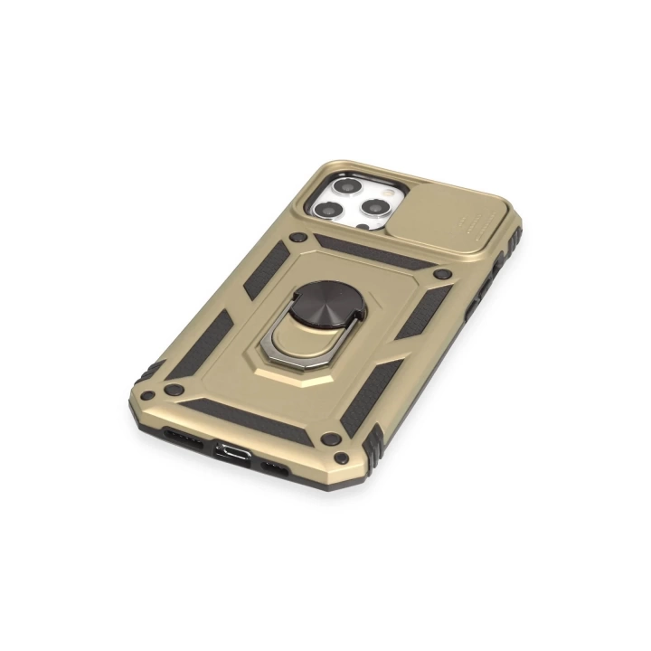 BFS  iPhone 12 Pro Max Kılıf Pars Lens Yüzüklü Silikon - Gold
