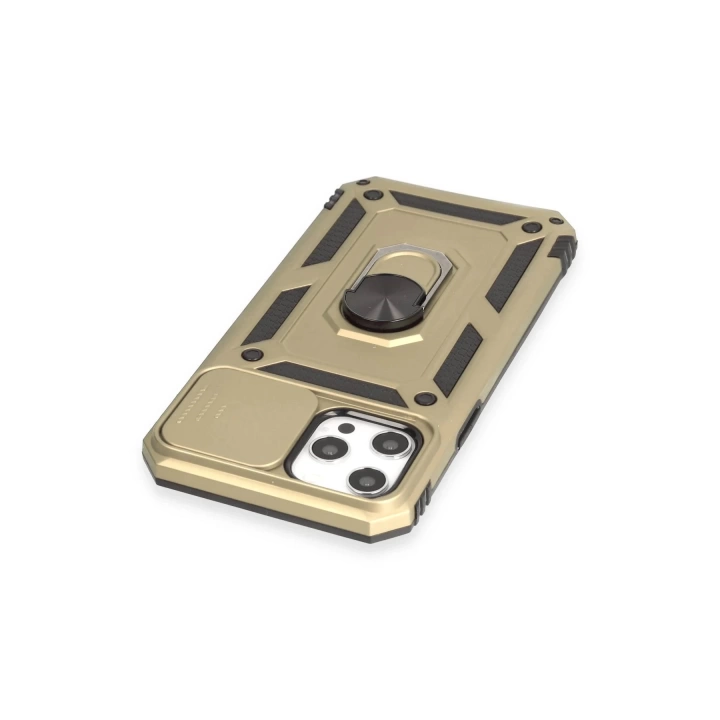 BFS  iPhone 12 Pro Max Kılıf Pars Lens Yüzüklü Silikon - Gold