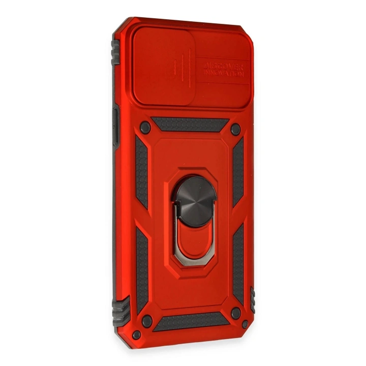 BFS iPhone 12 Pro Max Kılıf Pars Lens Yüzüklü Silikon - Kırmızı