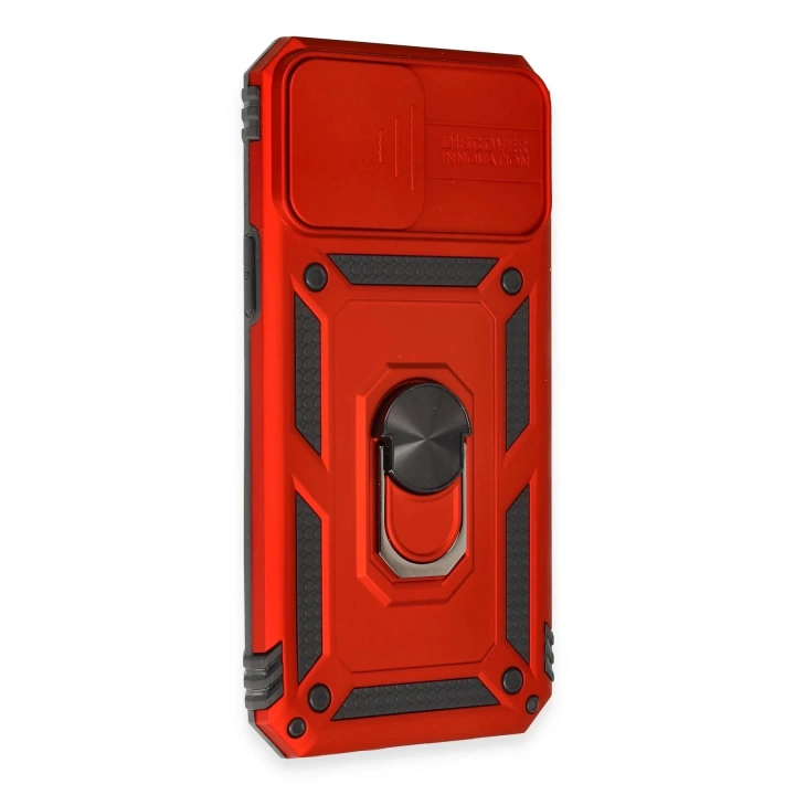 BFS  iPhone 12 Pro Max Kılıf Pars Lens Yüzüklü Silikon - Kırmızı
