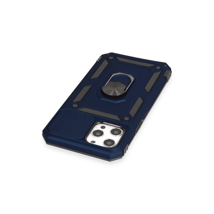 BFS  iPhone 12 Pro Max Kılıf Pars Lens Yüzüklü Silikon - Lacivert