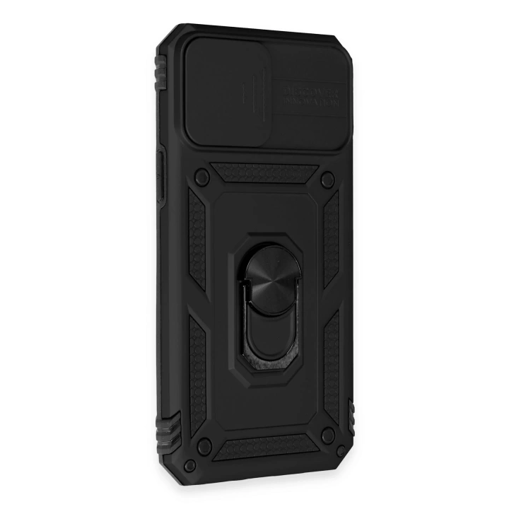 BFS  iPhone 12 Pro Max Kılıf Pars Lens Yüzüklü Silikon - Siyah