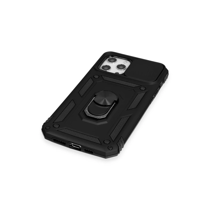 BFS  iPhone 12 Pro Max Kılıf Pars Lens Yüzüklü Silikon - Siyah