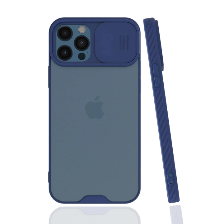 BFS  iPhone 12 Pro Max Kılıf Platin Kamera Koruma Silikon - Lacivert