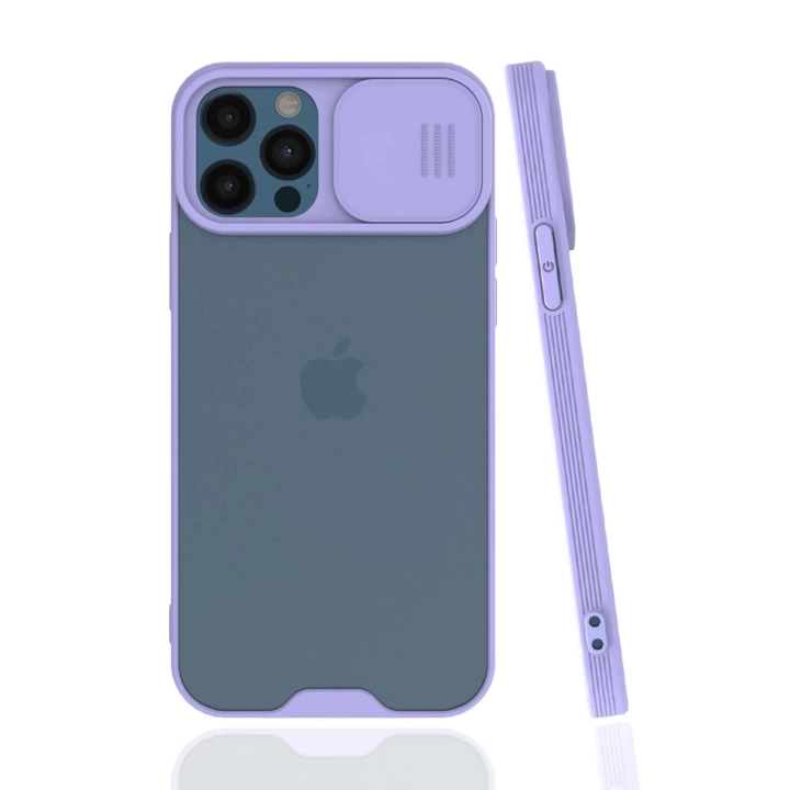 BFS  iPhone 12 Pro Max Kılıf Platin Kamera Koruma Silikon - Lila