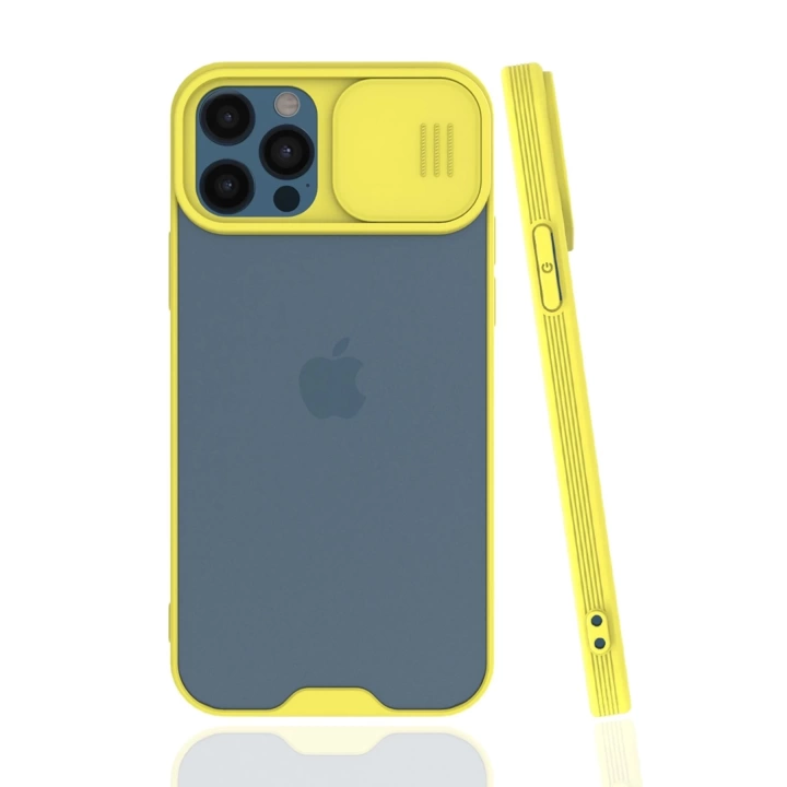 BFS  iPhone 12 Pro Max Kılıf Platin Kamera Koruma Silikon - Sarı