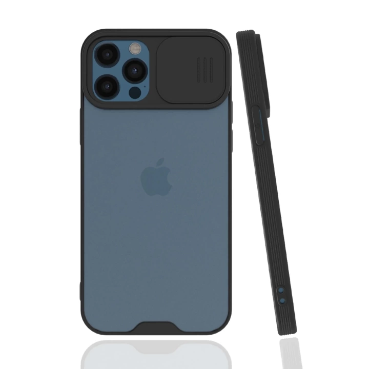 BFS  iPhone 12 Pro Max Kılıf Platin Kamera Koruma Silikon - Siyah
