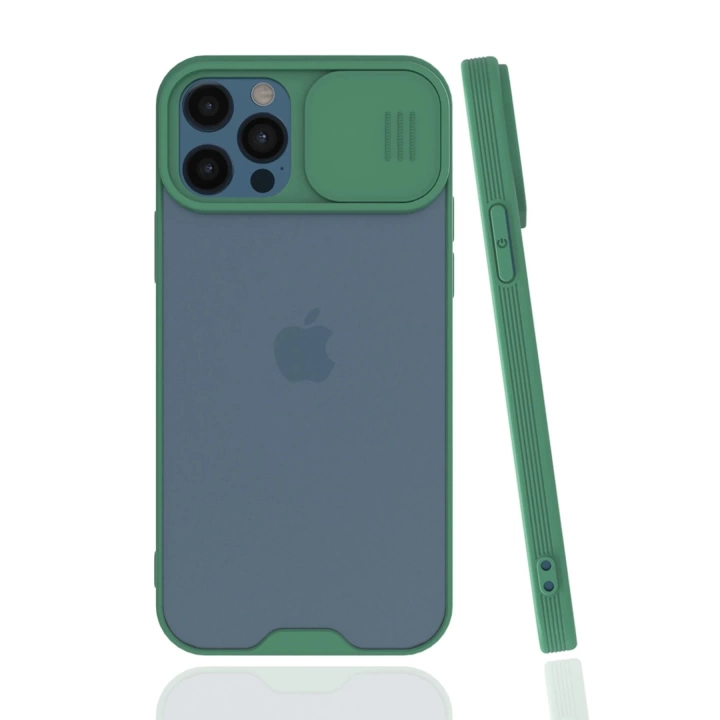 BFS  iPhone 12 Pro Max Kılıf Platin Kamera Koruma Silikon - Yeşil