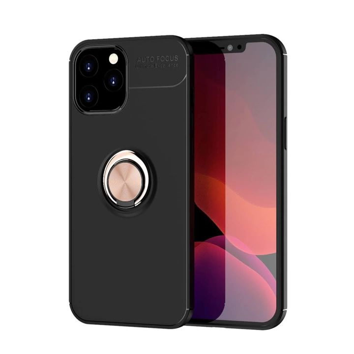 BFS  iPhone 12 Pro Max Kılıf Range Yüzüklü Silikon - Siyah-Gold