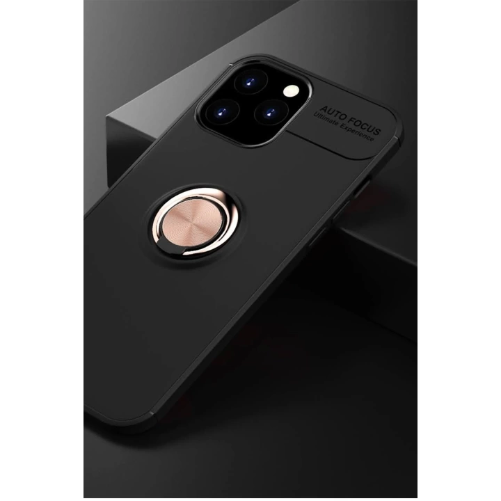 BFS  iPhone 12 Pro Max Kılıf Range Yüzüklü Silikon - Siyah-Gold