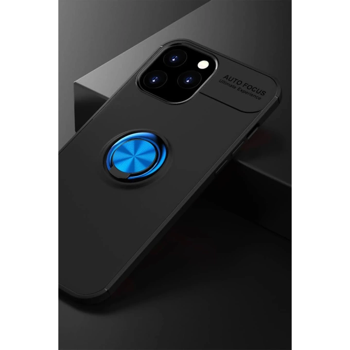 BFS  iPhone 12 Pro Max Kılıf Range Yüzüklü Silikon - Siyah-Mavi