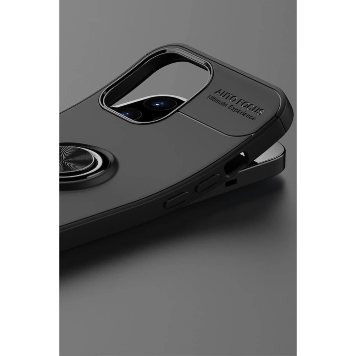 BFS  iPhone 12 Pro Max Kılıf Range Yüzüklü Silikon - Siyah-Mavi