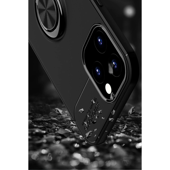 BFS  iPhone 12 Pro Max Kılıf Range Yüzüklü Silikon - Siyah-Mavi
