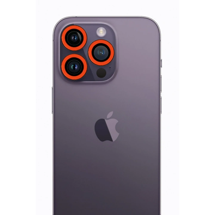 BFS  iPhone 12 Pro Max Neon Fosforlu Kamera Lens - Turuncu