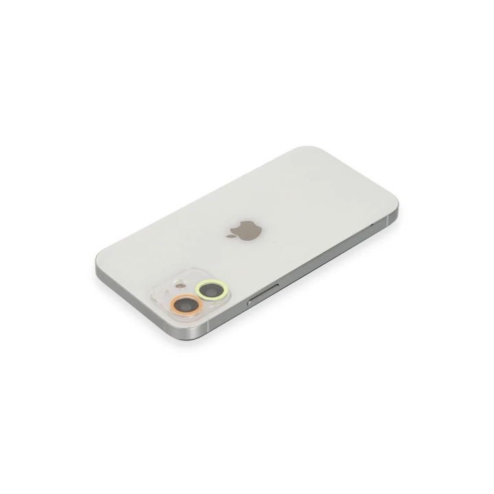 BFS  iPhone 12 Renkli Kamera Lens Koruma Cam - Sarı-Turuncu