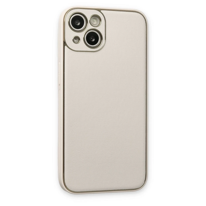 BFS  iPhone 13 Kılıf Coco Deri Silikon Kapak - Beyaz