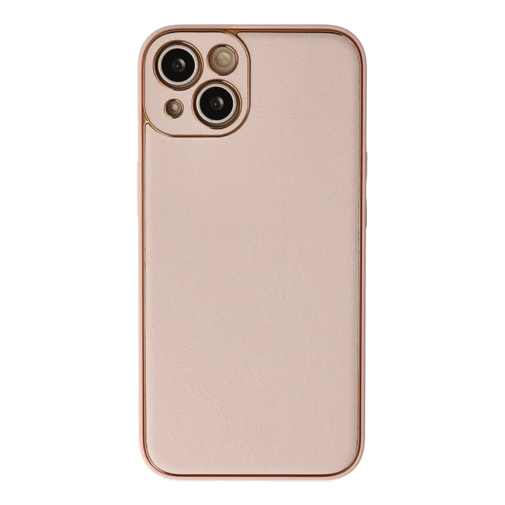 BFS  iPhone 13 Kılıf Coco Deri Silikon Kapak - Pudra