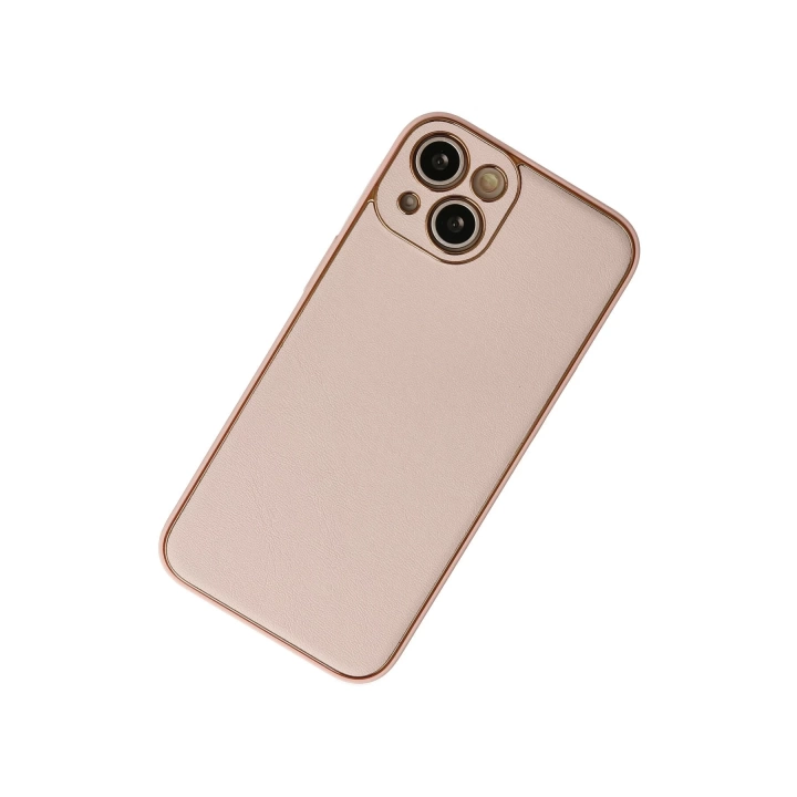 BFS  iPhone 13 Kılıf Coco Deri Silikon Kapak - Pudra
