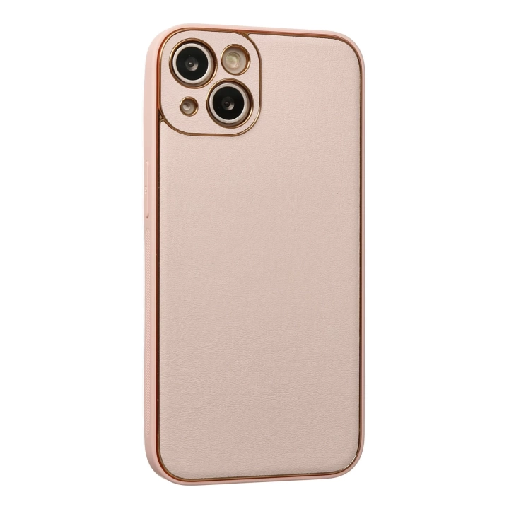 BFS  iPhone 13 Kılıf Coco Deri Silikon Kapak - Pudra