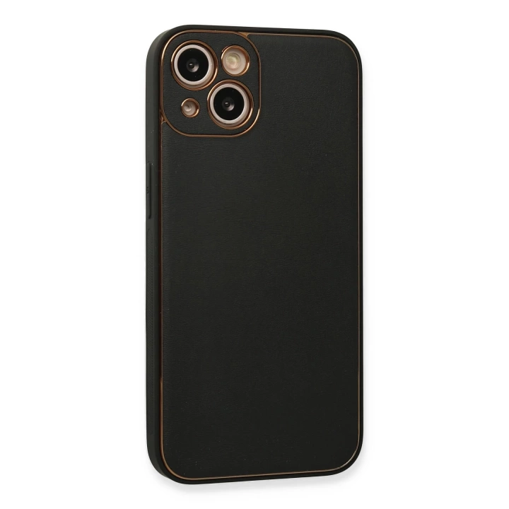 BFS  iPhone 13 Kılıf Coco Deri Silikon Kapak - Siyah