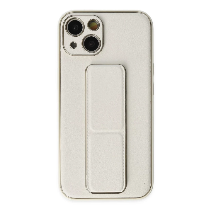 BFS  iPhone 13 Kılıf Coco Deri Standlı Kapak - Beyaz