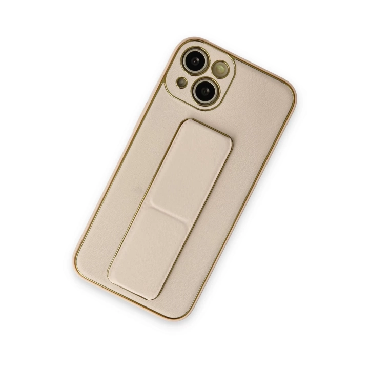 BFS  iPhone 13 Kılıf Coco Deri Standlı Kapak - Gold
