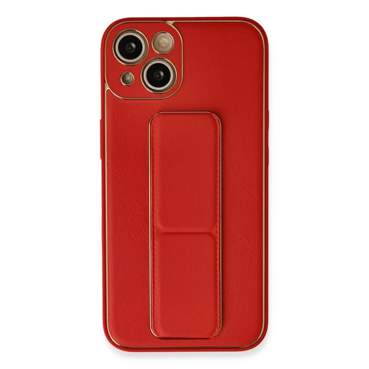BFS  iPhone 13 Kılıf Coco Deri Standlı Kapak - Kırmızı