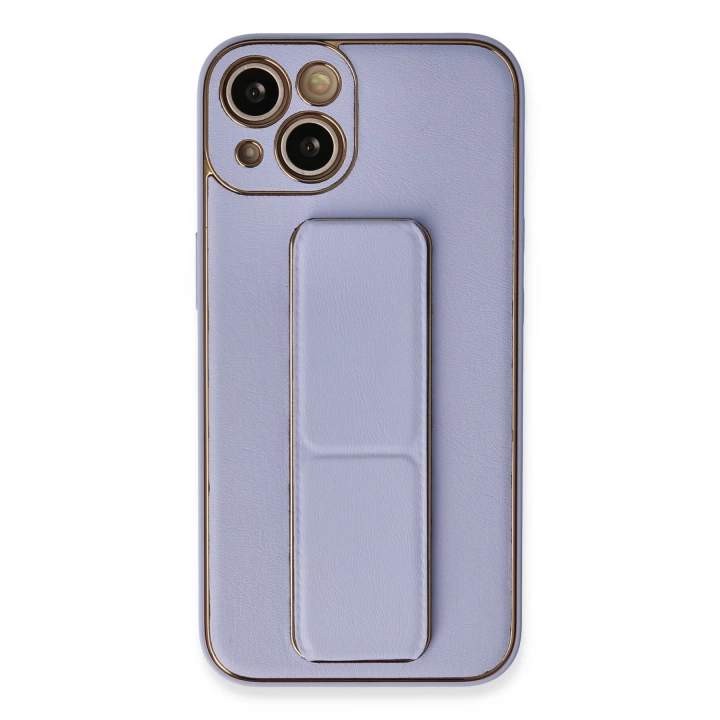 BFS  iPhone 13 Kılıf Coco Deri Standlı Kapak - Lila