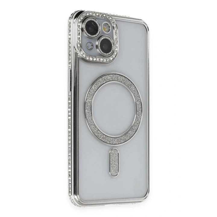 BFS  iPhone 13 Kılıf Joke Simli Magneticsafe Kılıf - Gümüş