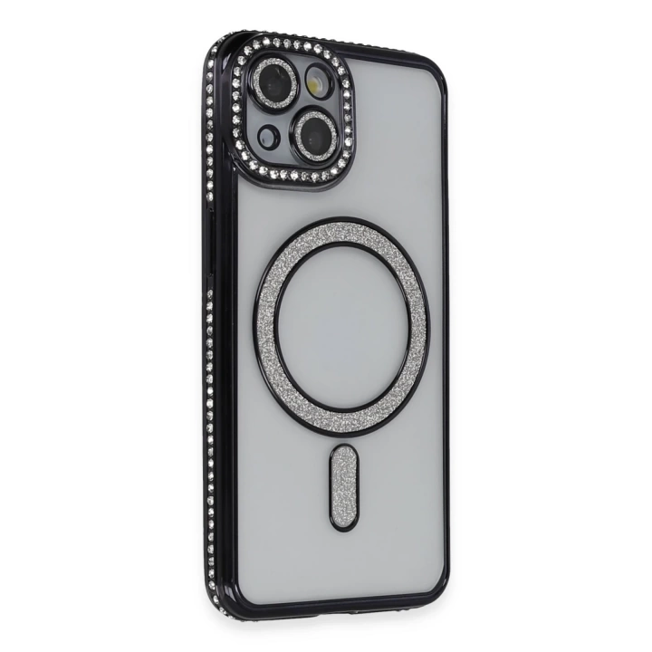 BFS  iPhone 13 Kılıf Joke Simli Magneticsafe Kılıf - Siyah