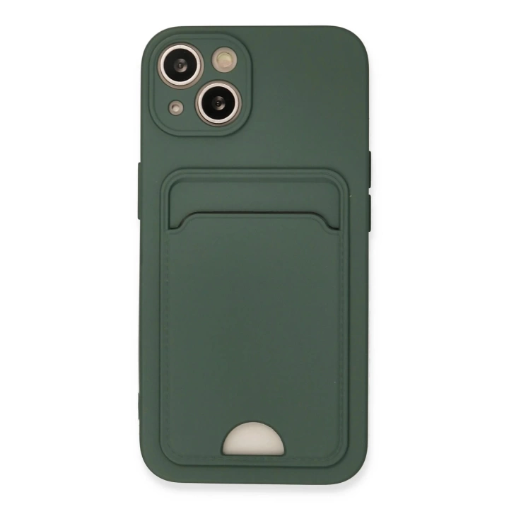 BFS  iPhone 13 Kılıf Kelvin Kartvizitli Silikon - Koyu Yeşil