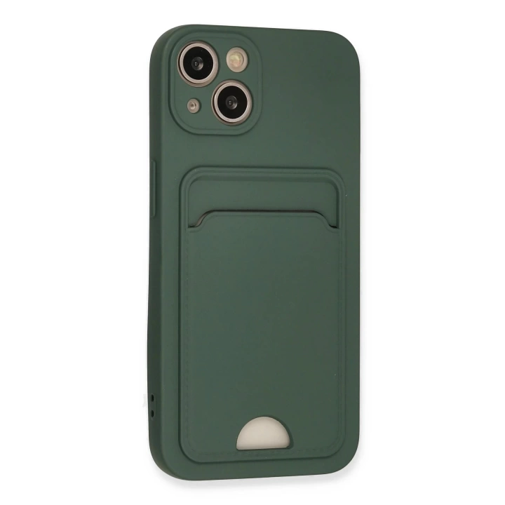 BFS  iPhone 13 Kılıf Kelvin Kartvizitli Silikon - Koyu Yeşil