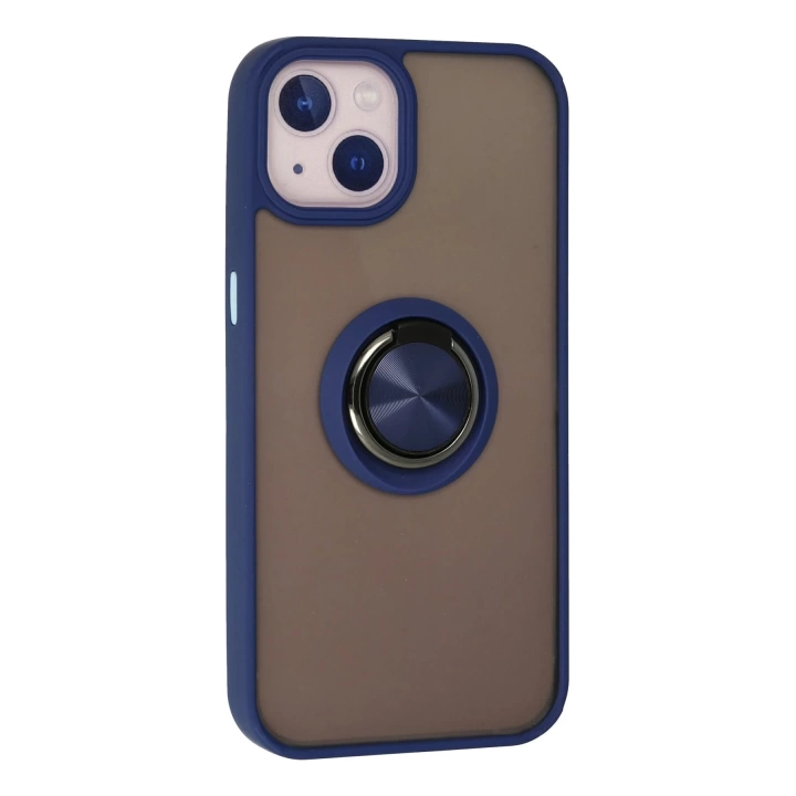 BFS  iPhone 13 Kılıf Montreal Yüzüklü Silikon Kapak - Lacivert