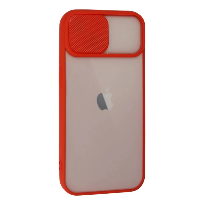 BFS  iPhone 13 Kılıf Palm Buzlu Kamera Sürgülü Silikon - Kırmızı