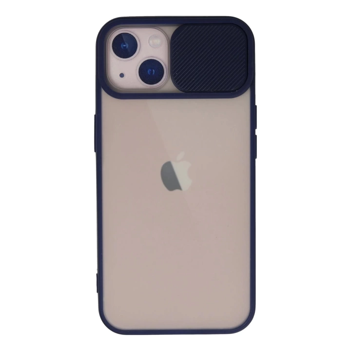 BFS  iPhone 13 Kılıf Palm Buzlu Kamera Sürgülü Silikon - Lacivert