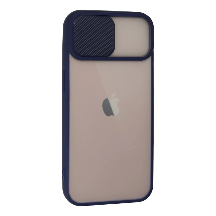 BFS  iPhone 13 Kılıf Palm Buzlu Kamera Sürgülü Silikon - Lacivert