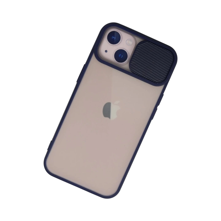 BFS  iPhone 13 Kılıf Palm Buzlu Kamera Sürgülü Silikon - Lacivert