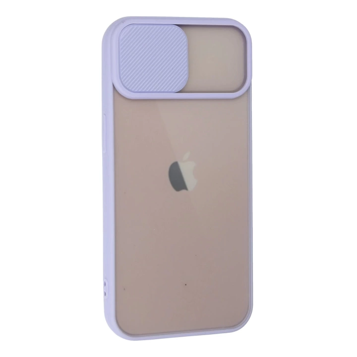 BFS  iPhone 13 Kılıf Palm Buzlu Kamera Sürgülü Silikon - Lila