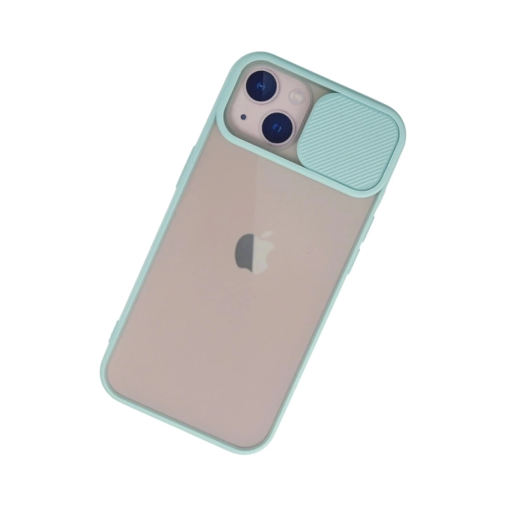BFS  iPhone 13 Kılıf Palm Buzlu Kamera Sürgülü Silikon - Turkuaz