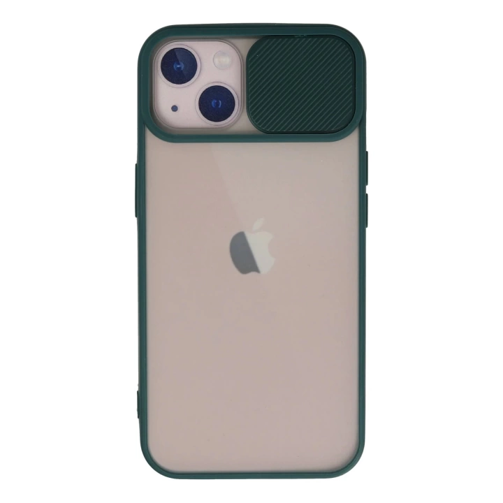 BFS iPhone 13 Kılıf Palm Buzlu Kamera Sürgülü Silikon - Yeşil