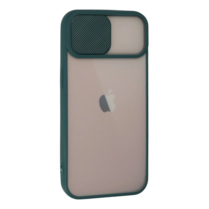BFS iPhone 13 Kılıf Palm Buzlu Kamera Sürgülü Silikon - Yeşil